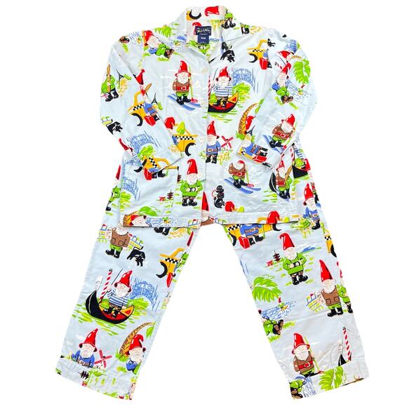 Nick & Nora Flannel Pajama Set Traveling Gnome 100% Cotton Women’s Small Comfy - Picture 1 of 8